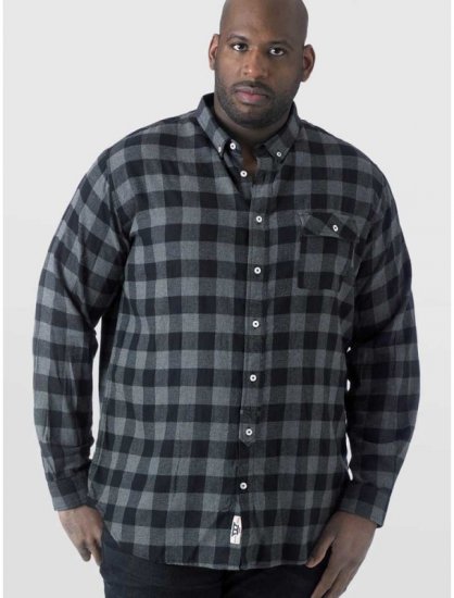 D555 Lawton LS Flannel Shirt Grey - Košile - Košile 2XL-10XL