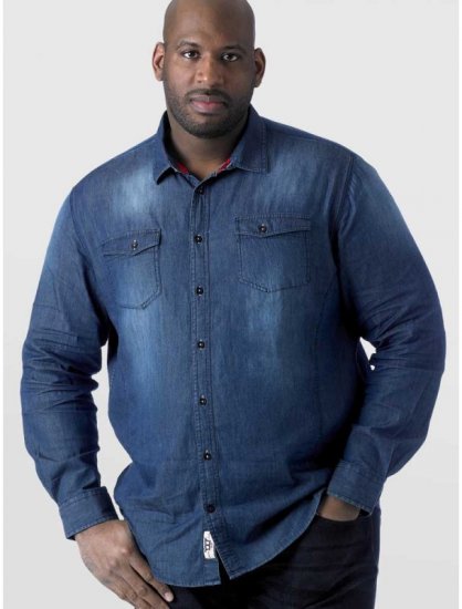 D555 Tobias LS Vintage Denim Shirt - Košile - Košile 2XL-10XL