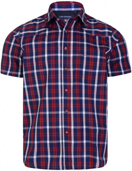 Kam Jeans 6143 Short Sleeve Shirt Red - Košile - Košile 2XL-10XL