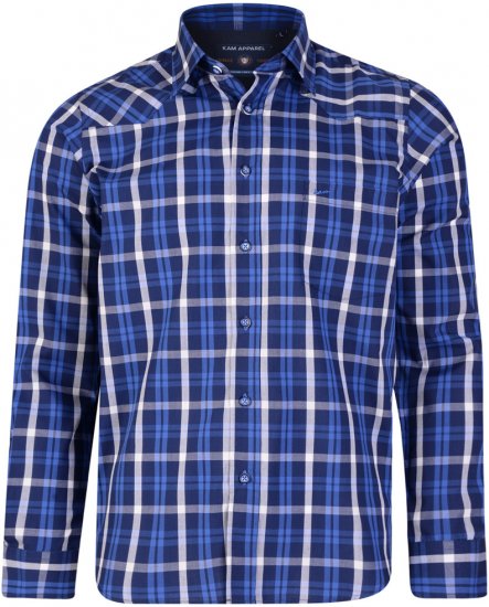Kam Jeans 6143 Long Sleeve Shirt Navy - Košile - Košile 2XL-10XL