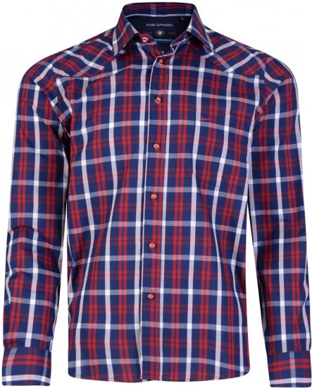 Kam Jeans 6143 Long Sleeve Shirt Red - Košile - Košile 2XL-10XL
