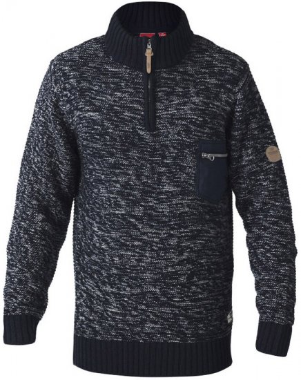 D555 REMINGTON Sweater With Woven Zipper Chest Pocket Navy/Grey - Mikiny & mikiny s kapucí - Mikiny & Mikiny s kapucí 2XL-12XL