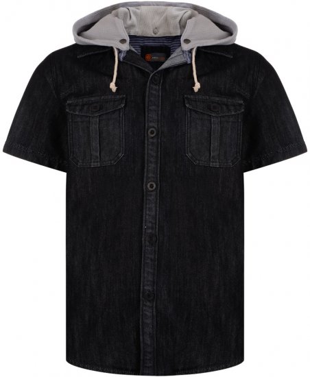Kam Jeans Luiz Short Sleeve Denim Shirt Black - Košile - Košile 2XL-10XL