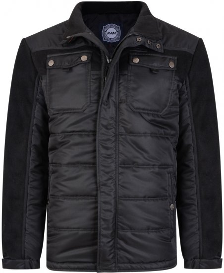 Kam Jeans 66 Padded Qulited Jacket Black - Bundy - Bundy Nadměrné Velikosti - 2XL-8XL