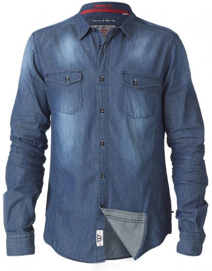 D555 Tobias LS Vintage Denim Shirt - Košile - Košile 2XL-10XL