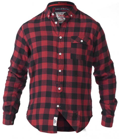 D555 Lawton LS Flannel Shirt Red - Košile - Košile 2XL-10XL