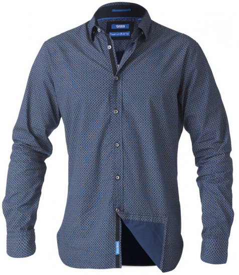 D555 Scott LS Printed Shirt Blue - Košile - Košile 2XL-10XL