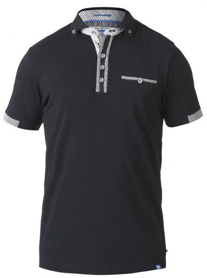 D555 SWANN Short Sleeve Stretch Polo Black - Polokošile - Polokošile 2XL-8XL - Trička s límečkem 2XL-8XL