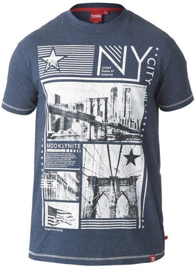D555 RUEBEN NY City Print T-Shirt Denim - Trička - Trička nadměrné velikosti - 2XL-14XL