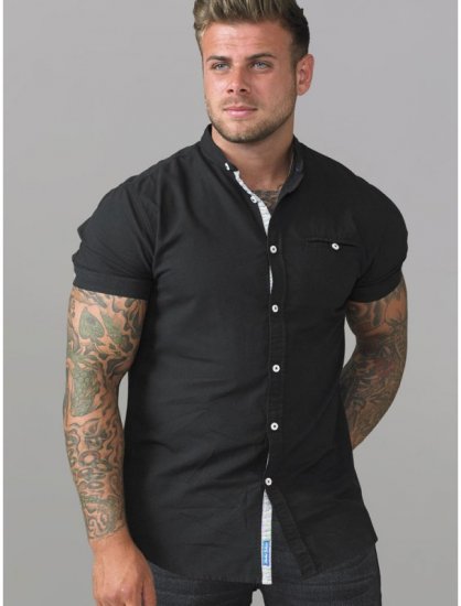 D555 Dwight Short Sleeve Shirt Black - Košile - Košile 2XL-10XL