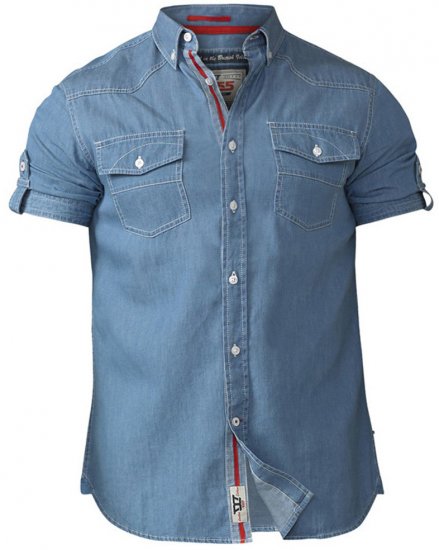 D555 Nathan Short Sleeve Shirt Blue - Košile - Košile 2XL-10XL
