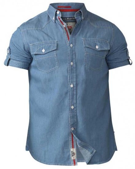 D555 Nathan Short Sleeve Shirt Blue - Košile - Košile 2XL-10XL