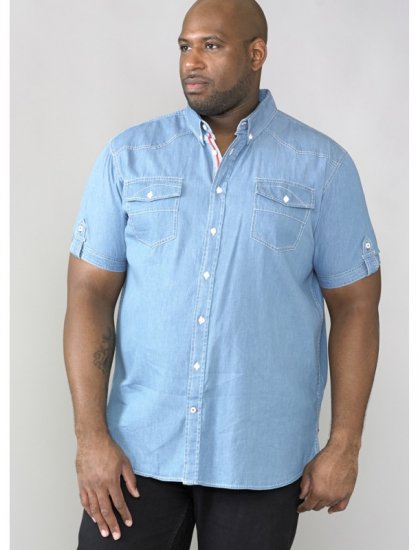 D555 Nathan Short Sleeve Shirt Blue - Košile - Košile 2XL-10XL