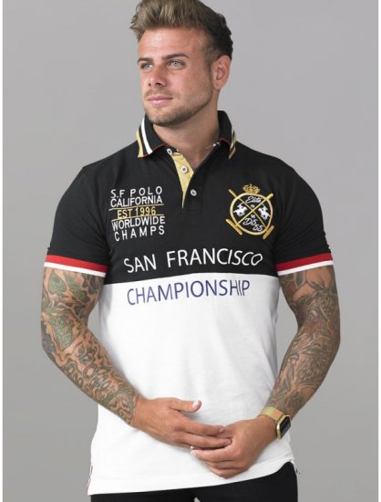 D555 Ernest Polo Black & White - Polokošile - Polokošile 2XL-8XL - Trička s límečkem 2XL-8XL