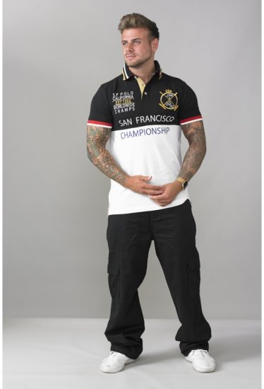 D555 Ernest Polo Black & White - Polokošile - Polokošile 2XL-8XL - Trička s límečkem 2XL-8XL