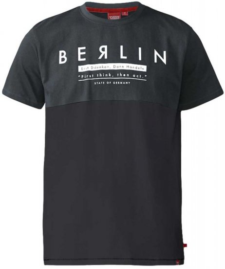 D555 Hamish T-shirt Charcoal & Black - Trička - Trička nadměrné velikosti - 2XL-14XL