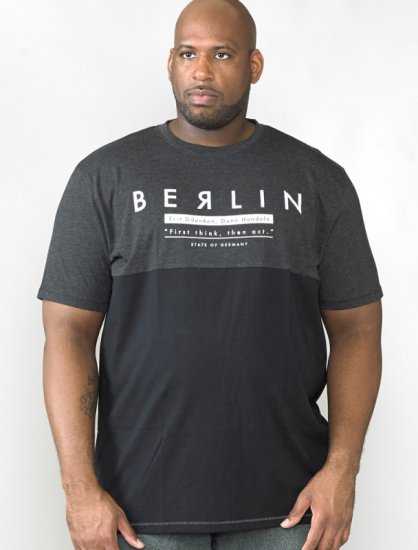 D555 Hamish T-shirt Charcoal & Black - Trička - Trička nadměrné velikosti - 2XL-14XL