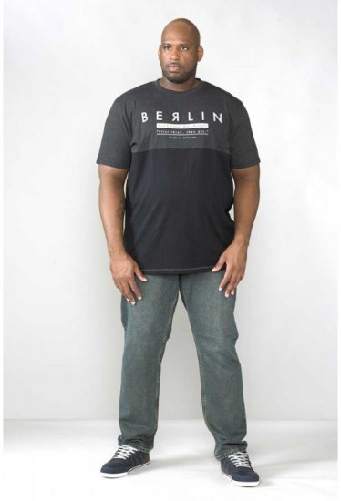 D555 Hamish T-shirt Charcoal & Black - Trička - Trička nadměrné velikosti - 2XL-14XL