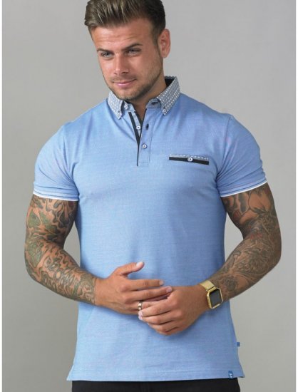 D555 Journey Fine Melange Polo Blue - Polokošile - Polokošile 2XL-8XL - Trička s límečkem 2XL-8XL