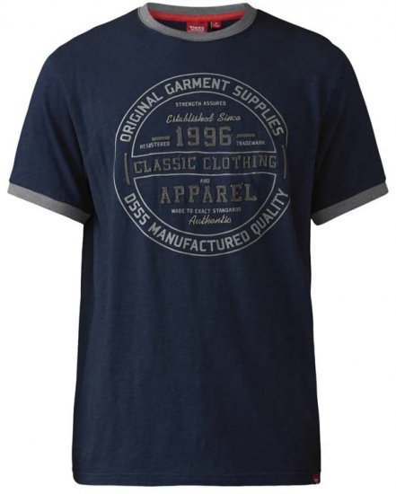 D555 Wilfred T-shirt Navy - Trička - Trička nadměrné velikosti - 2XL-14XL