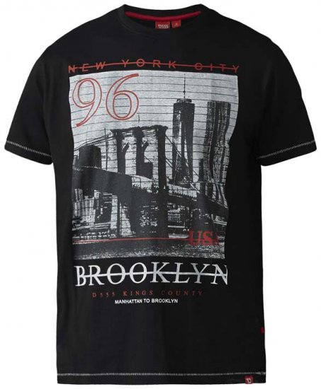 D555 Cain T-shirt Black - Trička - Trička nadměrné velikosti - 2XL-14XL