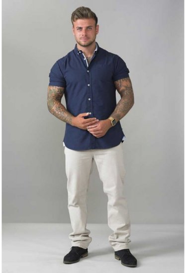 D555 Norman Short Sleeve Oxford Shirt Navy - Košile - Košile 2XL-10XL