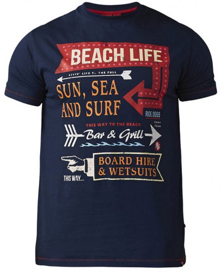 D555 Kennedy T-shirt Navy - Trička - Trička nadměrné velikosti - 2XL-14XL