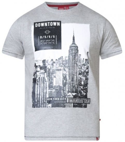 D555 Clive T-shirt Grey - Trička - Trička nadměrné velikosti - 2XL-14XL