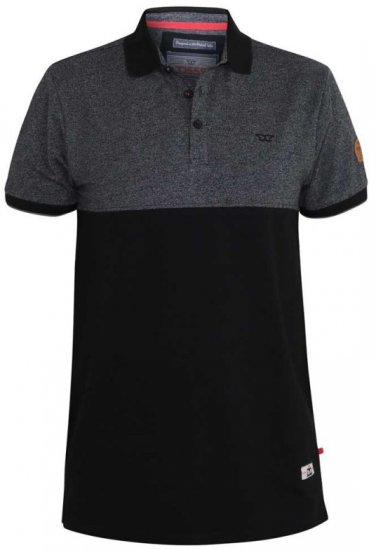 D555 Stefhen Polo Black - Polokošile - Polokošile 2XL-8XL - Trička s límečkem 2XL-8XL
