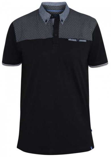 D555 Brent Polo Black - Polokošile - Polokošile 2XL-8XL - Trička s límečkem 2XL-8XL