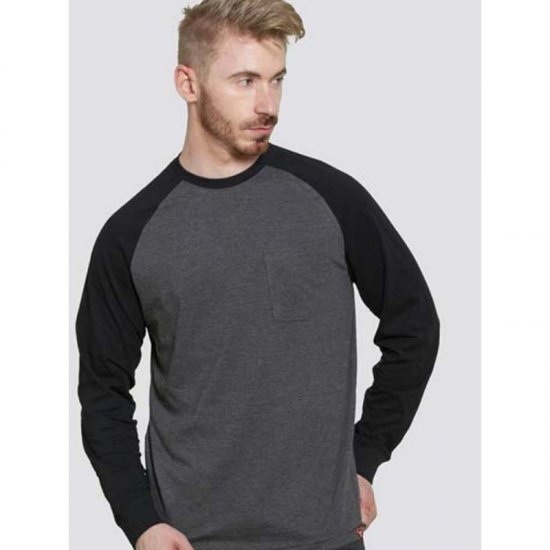 D555 Illinois Long Sleeve T-shirt Charcoal - Trička - Trička nadměrné velikosti - 2XL-14XL