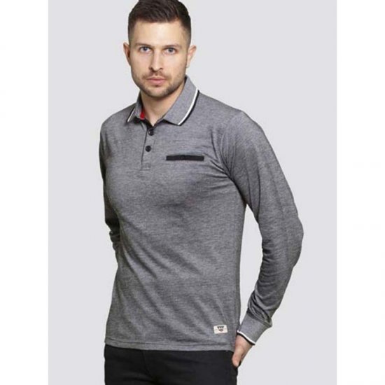 D555 Brockville Long Sleeve Polo Grey - Polokošile - Polokošile 2XL-8XL - Trička s límečkem 2XL-8XL