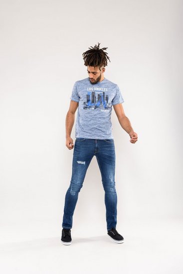 D555 Hobart LA Printed T-Shirt Blue - Trička - Trička nadměrné velikosti - 2XL-14XL