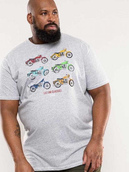 D555 Bathurst Custom Classics Motorbike Printed T-Shirt Grey - Trička - Trička nadměrné velikosti - 2XL-14XL