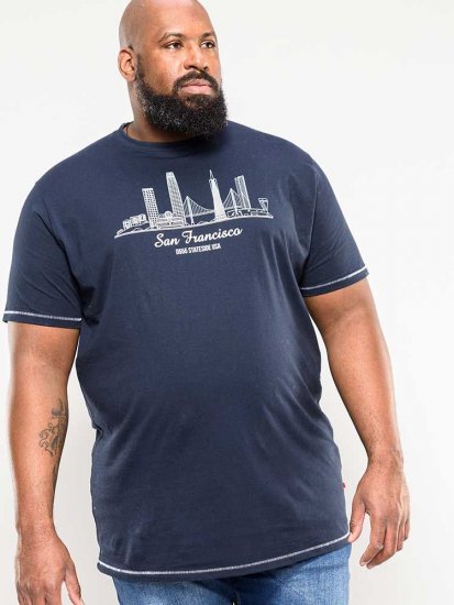 D555 Randwick San Francisco Printed T-Shirt Navy - Trička - Trička nadměrné velikosti - 2XL-14XL