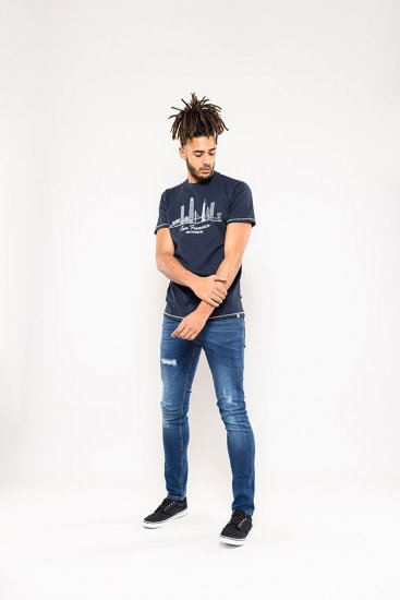 D555 Randwick San Francisco Printed T-Shirt Navy - Trička - Trička nadměrné velikosti - 2XL-14XL