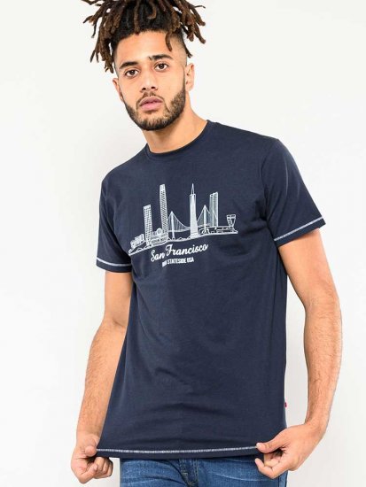 D555 Randwick San Francisco Printed T-Shirt Navy - Trička - Trička nadměrné velikosti - 2XL-14XL