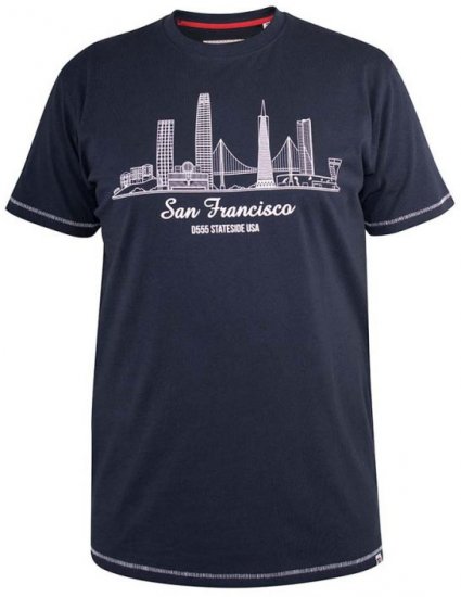 D555 Randwick San Francisco Printed T-Shirt Navy - Trička - Trička nadměrné velikosti - 2XL-14XL