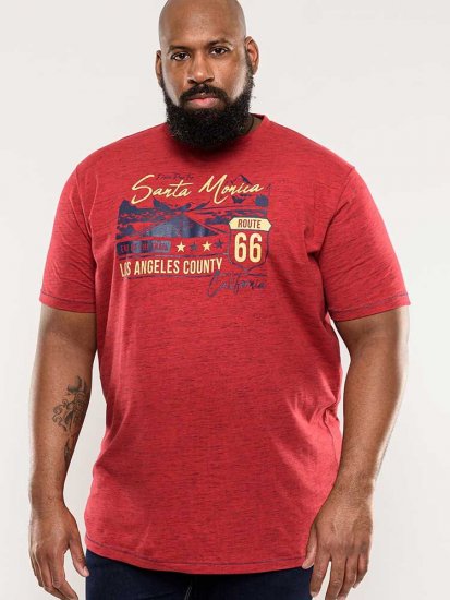 D555 Brisbane Santa Monica Route 66 Printed T-Shirt Red - Trička - Trička nadměrné velikosti - 2XL-14XL