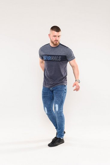 D555 Anson Originals Printed T-shirt Denim Marl - Trička - Trička nadměrné velikosti - 2XL-14XL