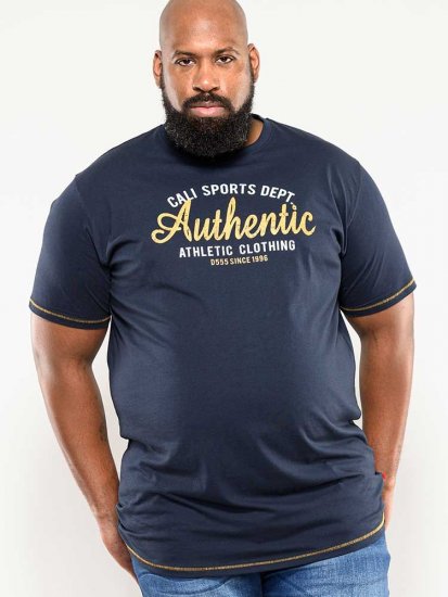 D555 Jasper Authentic Printed T-shirt Navy - Trička - Trička nadměrné velikosti - 2XL-14XL