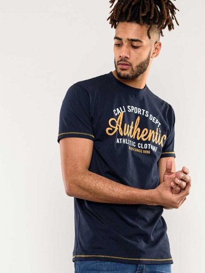 D555 Jasper Authentic Printed T-shirt Navy - Trička - Trička nadměrné velikosti - 2XL-14XL