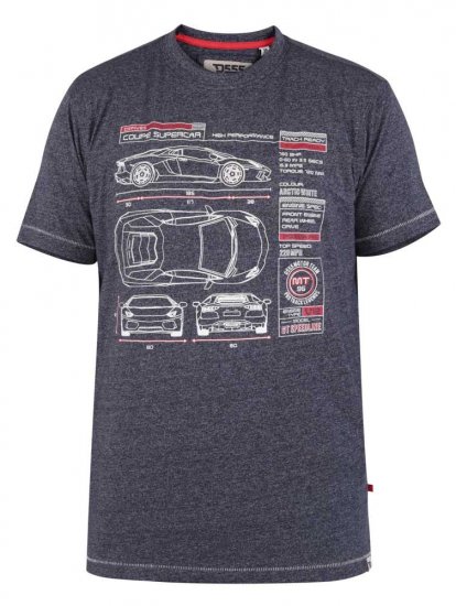D555 Oakhill Super Car Blueprint T-shirt - Trička - Trička nadměrné velikosti - 2XL-14XL