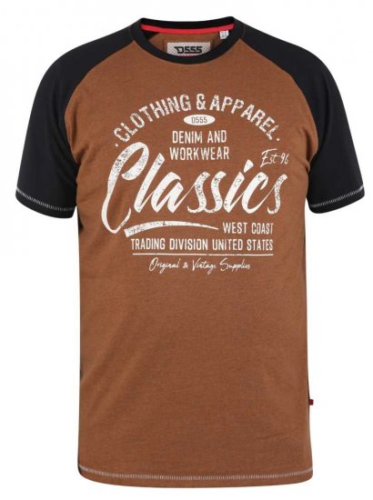 D555 Charmouth Raglan Sleeve Printed T-Shirt - Trička - Trička nadměrné velikosti - 2XL-14XL