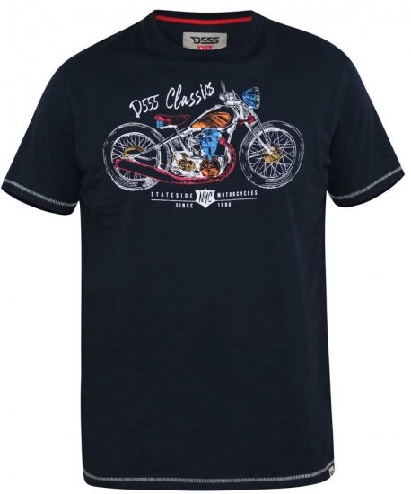 D555 DENTON Motorbike Printed T-Shirt - Trička - Trička nadměrné velikosti - 2XL-14XL
