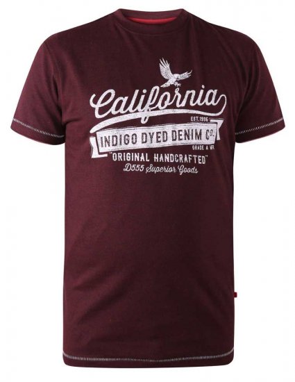 D555 Wharf California Eagle Printed T-Shirt Burgundy - Trička - Trička nadměrné velikosti - 2XL-14XL