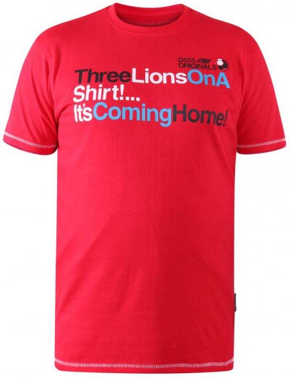 D555 LIONS England T-shirt - Trička - Trička nadměrné velikosti - 2XL-14XL