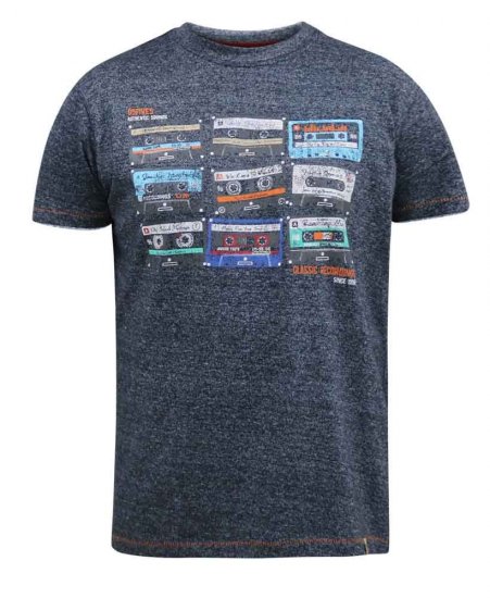D555 Apsey Multi Cassette Tape Printed T-Shirt - Trička - Trička nadměrné velikosti - 2XL-14XL
