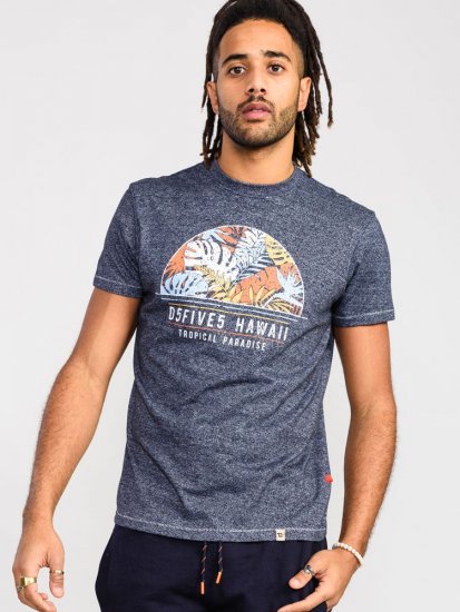 D555 Upton Hawaii Leaf Printed T-Shirt - Trička - Trička nadměrné velikosti - 2XL-14XL