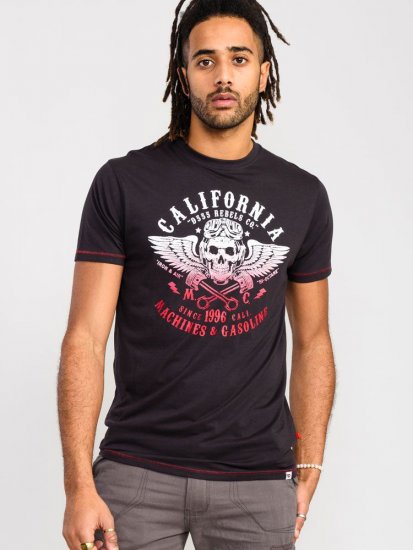 D555 Charles California Rebel Skull Printed T-Shirt - Trička - Trička nadměrné velikosti - 2XL-14XL